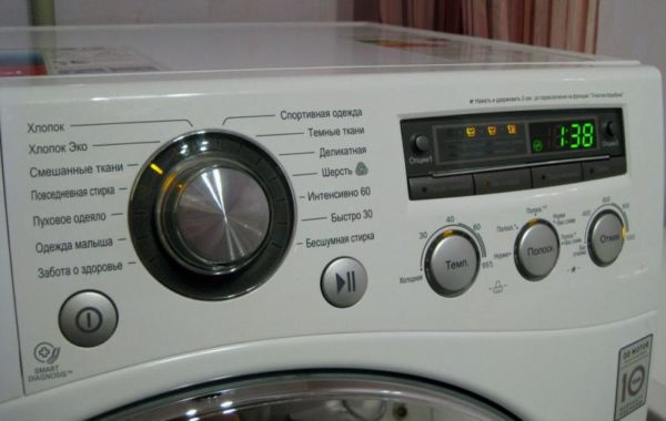   A mosógép LG F1081TD kijelzője