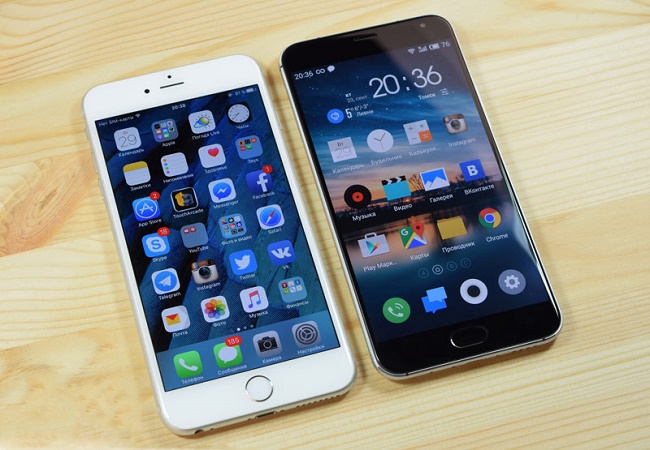  meizu pro 6 and iphone 6s
